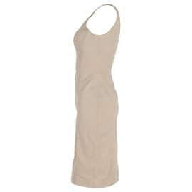 Dolce & Gabbana-Dolce & Gabbana Square Neckline Knee-Length Dress in Beige Cotton-Brown,Beige