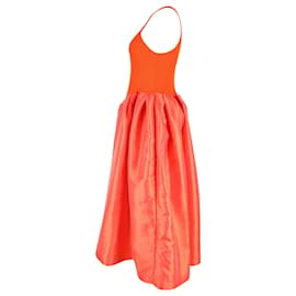 Marques Almeida-Marques‘ „Almeida“ – Trägertop-Kleid aus Jersey und Taft mit U-Ausschnitt aus orangefarbener Bio-Baumwolle-Orange