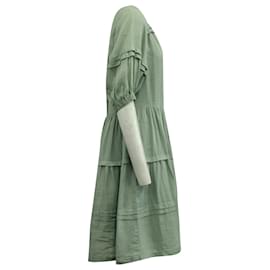 Sea New York-Sea New York V-Neck Maxi Dress in Mint Green Cotton -Other,Green