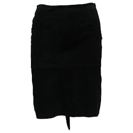 Ba&Sh-Ba & Sh Asymmetric Skirt in Black Goatskin Leather -Black