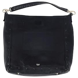 Anya Hindmarch-Anya Hindmarch Studded Hobo Bag in Navy Blue Leather-Blue,Navy blue