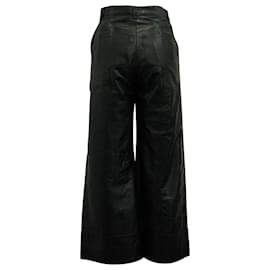 Autre Marque-Dodo Bar Or High-Rise Wide-Leg Pants in Black Leather-Black