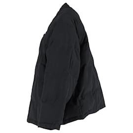 Balenciaga-Balenciaga Front Zip Quilted Bomber Jacket in Black Polyester-Black