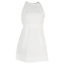 Chloé-Chloe Lace Inset Halter-Neck Midi Dress in White Cotton-White
