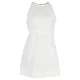 Chloé-Vestido midi con cuello halter y encaje de Chloe en algodón blanco-Blanco