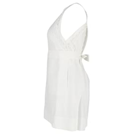 Chloé-Chloe Lace Inset Halter-Neck Midi Dress in White Cotton-White