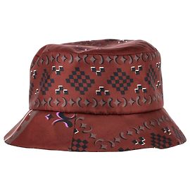 Maison Michel Axel Logo-Charm Bucket Hat in Brown Silk Brown