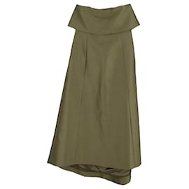 Totême-Totême Strapless Midi Length Dress in Khaki Cotton-Green,Khaki