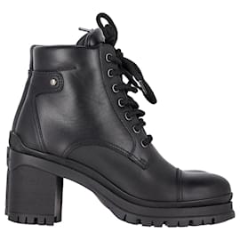 Prada-Prada Lace Up Ankle Boots in Black Leather -Black
