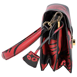Prada-Prada Hibiscus Sound Shoulder Bag in Black Saffiano Leather-Black