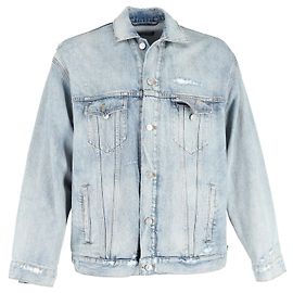 Jaqueta Balenciaga com logotipo de código de barras em jeans azul Azul Azul claro