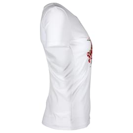 Love Moschino-T-shirt avec logo fleur Love Moschino en coton blanc-Blanc