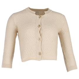 Max Mara-Cardigan Max Mara con bottoni sul davanti in cotone Beige-Marrone,Beige