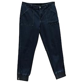 J Brand-J Brand Arkin Cropped Jeans in Dark Blue Cotton-Blue