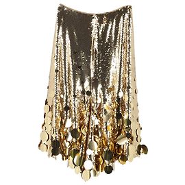 Paco Rabanne x H&M  Sequined Flared Skirt in Gold Polyester Golden