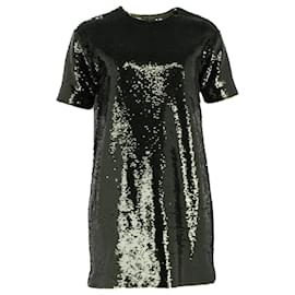 Autre Marque-The Frankie Shop Riley Sequined Mini Shirt Dress in Green Polyester Viscose-Green