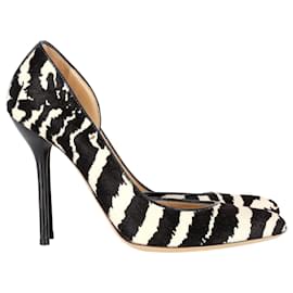Gucci-Gucci Zebra Pointed D'Orsay Pumps in Animal Print Pony Hair-Other