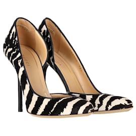 Gucci-Gucci Zebra Pointed D'Orsay Pumps in Animal Print Pony Hair -Other