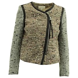 Sandro Paris Tweed Jacket in Multicolor Polyester Other Python print