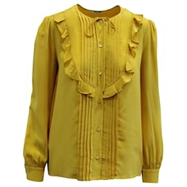Miu Miu-Miu Miu Bluse mit Rüschenverzierung aus gelber Seide-Gelb