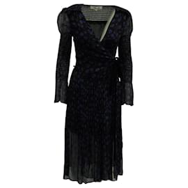 Diane Von Furstenberg-Diane von Furstenberg Ani Floral-Print Smocked Wrap Dress in Black Silk-Other