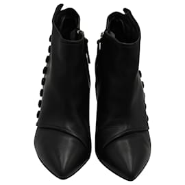 Giuseppe Zanotti-Giuseppe Zanotti Buttoned Ankle Heel Boots in Black Leather-Black