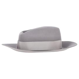 Maison Michel-Maison Michel Fedora Hat in Grey Wool-Grey