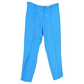 Loro Piana-Pantaloni a gamba dritta Loro Piana in Lino Blu-Blu