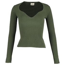 Khaite Kirah Rippenstrickpullover aus grünem Viskose-Polyester Grün