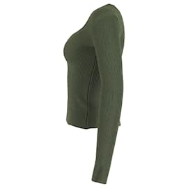 Khaite-Khaite Kirah Ribbed-Knit Sweater in Green Viscose Polyester-Green