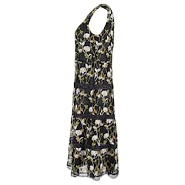 Giambattista Valli-Giambattista Valli Floral-embroidered Lace Midi Dress in Black Polyester-Black