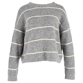 Acne-Acne Studios Rhira Striped Sweater in Gray Wool and Mohair-Grey