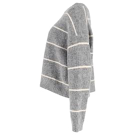 Acne-Acne Studios Rhira Striped Sweater in Gray Wool and Mohair-Grey