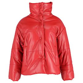 Nanushka-Nanushka Hide Puffer Jacket in Red Okobor Synthetic Leather-Red