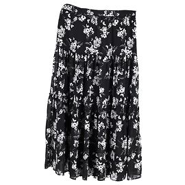 Michael Michael Kors Falda con estampado floral en seda negra Negro