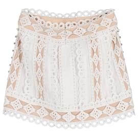 Zimmermann-Zimmermann Moncur Studded Broderie Mini Skirt in White Cotton-White
