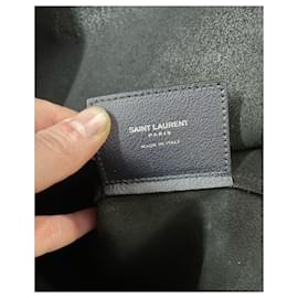 Saint Laurent-Saint Laurent Bold Shopping Tote Bag in Black Calfskin Leather-Black