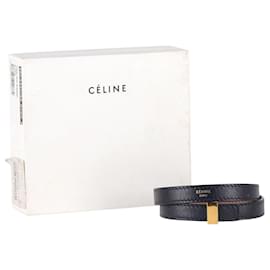 Céline-Celine Wrap Bracelet in Navy Blue Leather-Navy blue