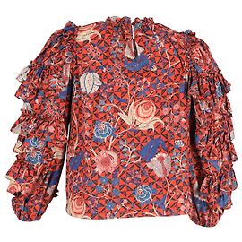 Top Ulla Johnson con maniche a volant in cotone rosso Rosso