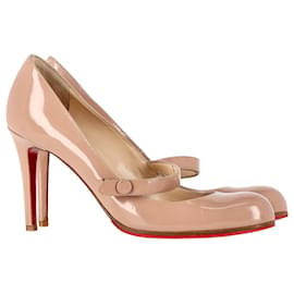 Christian Louboutin-Zapatos de tacón Christian Louboutin Charleen en charol color nude-Castaño,Carne