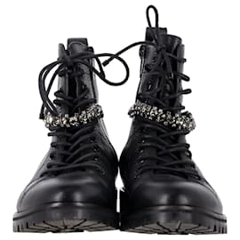 Jimmy Choo-Jimmy Choo Crystal Embellished Cruz Boots in Black Leather-Black