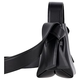 Acne-Acne Studios Micro Musubi Tote Bag aus schwarzem Leder -Schwarz