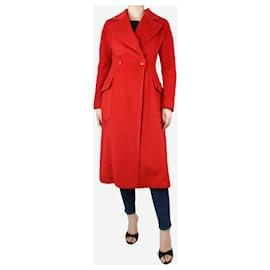 Hermès-Abrigo de cachemir con botonadura forrada en rojo - talla UK 12-Roja