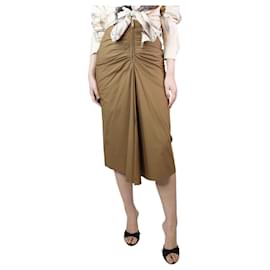 Givenchy-Olive brown ruched skirt - size UK 8-Brown
