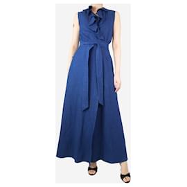 Apc-Blue sleeveless denim maxi dress - size UK 8-Blue