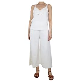 Stella Mc Cartney-Conjunto top e calça bordados brancos - tamanho UK 6-Branco