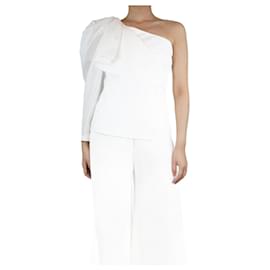 Stella Mc Cartney-White asymmetric pleated sleeve top - size UK 8-White