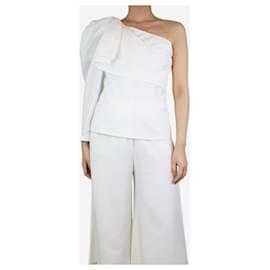 Stella Mc Cartney-Top blanco de manga plisada asimétrica - talla UK 8-Blanco