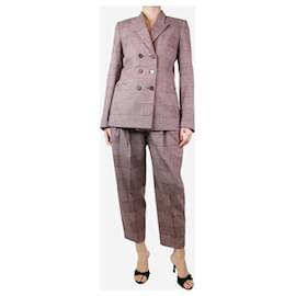 Stella Mc Cartney-Red houndstooth blazer and trousers set - size UK 10-Red