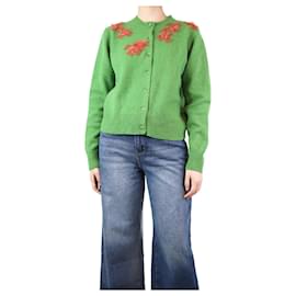 Autre Marque-Molly Goddard Cardigan en laine appliqué floral vert - taille M-Vert